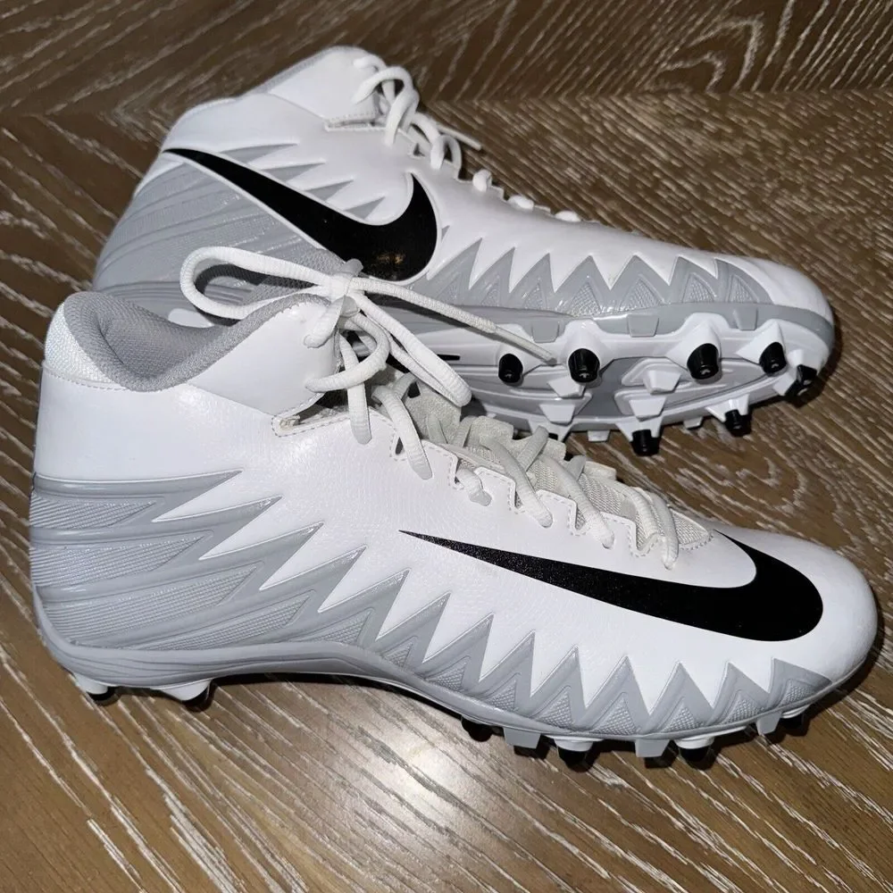 NIKE Alpha Menace 12 Men's Football Cleats WHITE/ Black/Gray ~‎ EXCELLENT